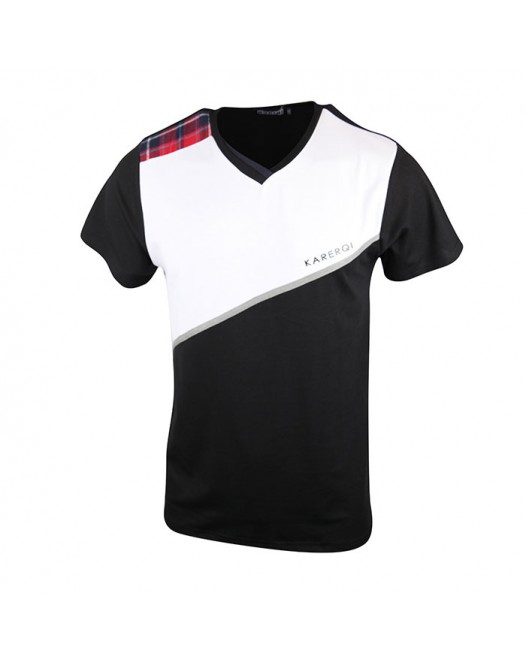 Men's Karerqi Black V-neck T-Shirt With Unique Design