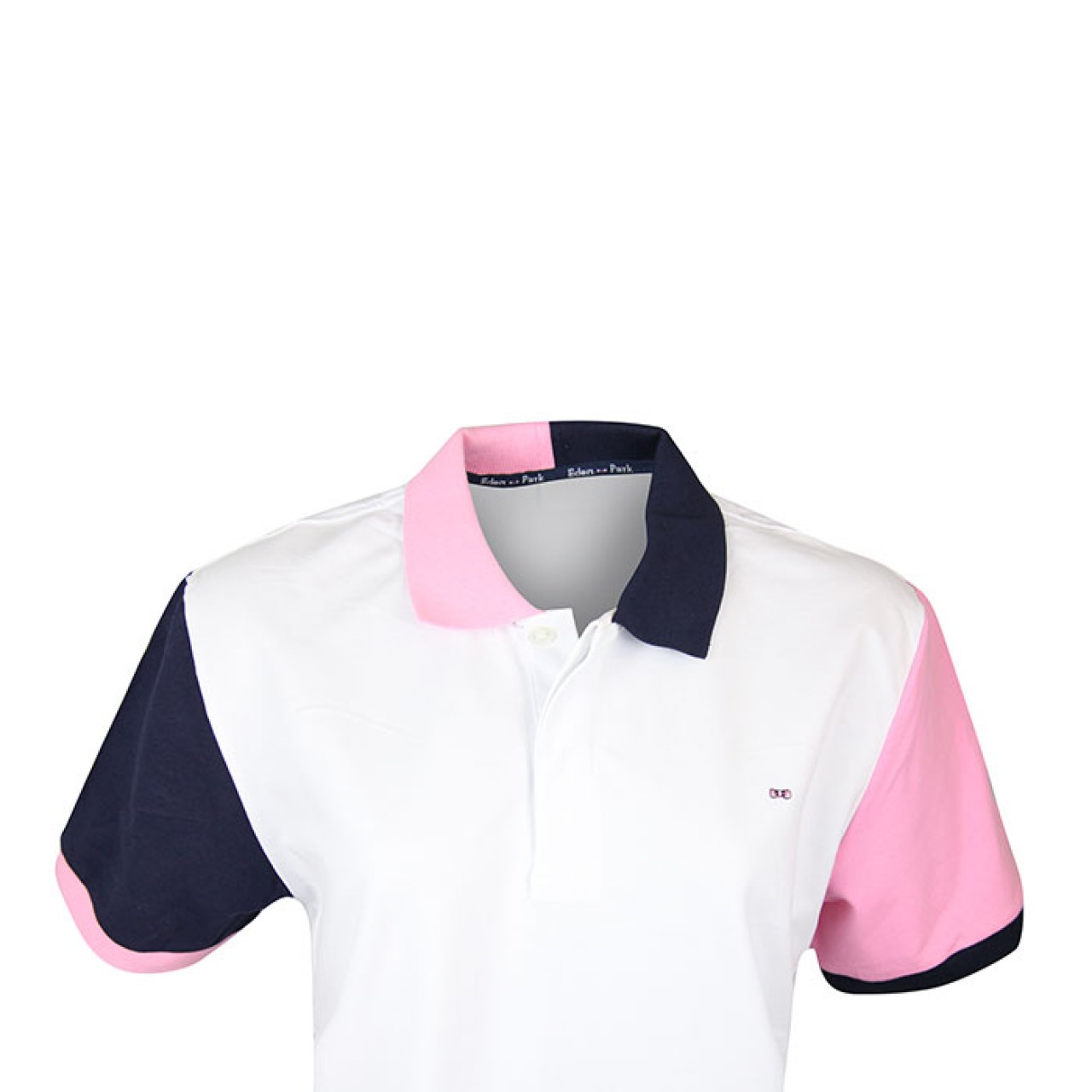 Mens Collared Fit Short Sleeves Pink And White Multi Color Polo Shirt