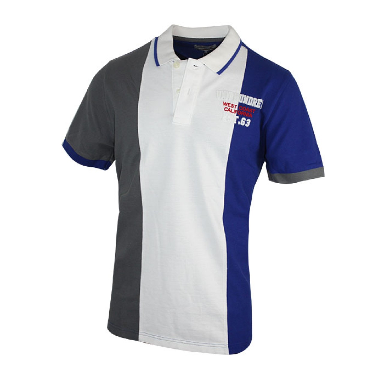 Men's Ash White Blue Designer Stripe Collared Polo Triple Color T Shirt