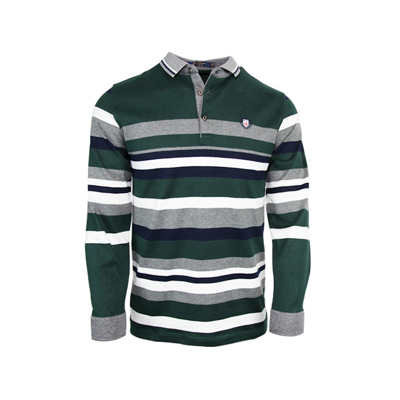Men's Green Polo Shirt With White Striped