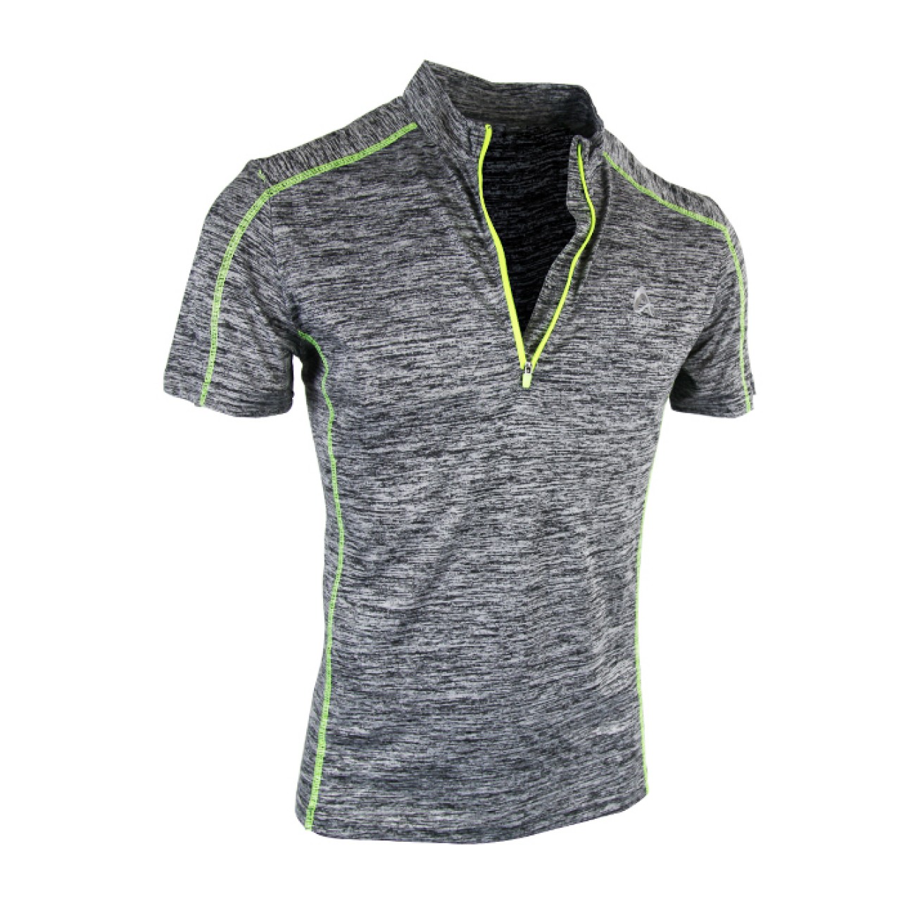 Men's Stretched 1/4 Zipper Modern Sport Collar Ash Grey T Shirt