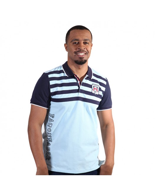 Men's Sky Blue Striped Collared Neck Tees