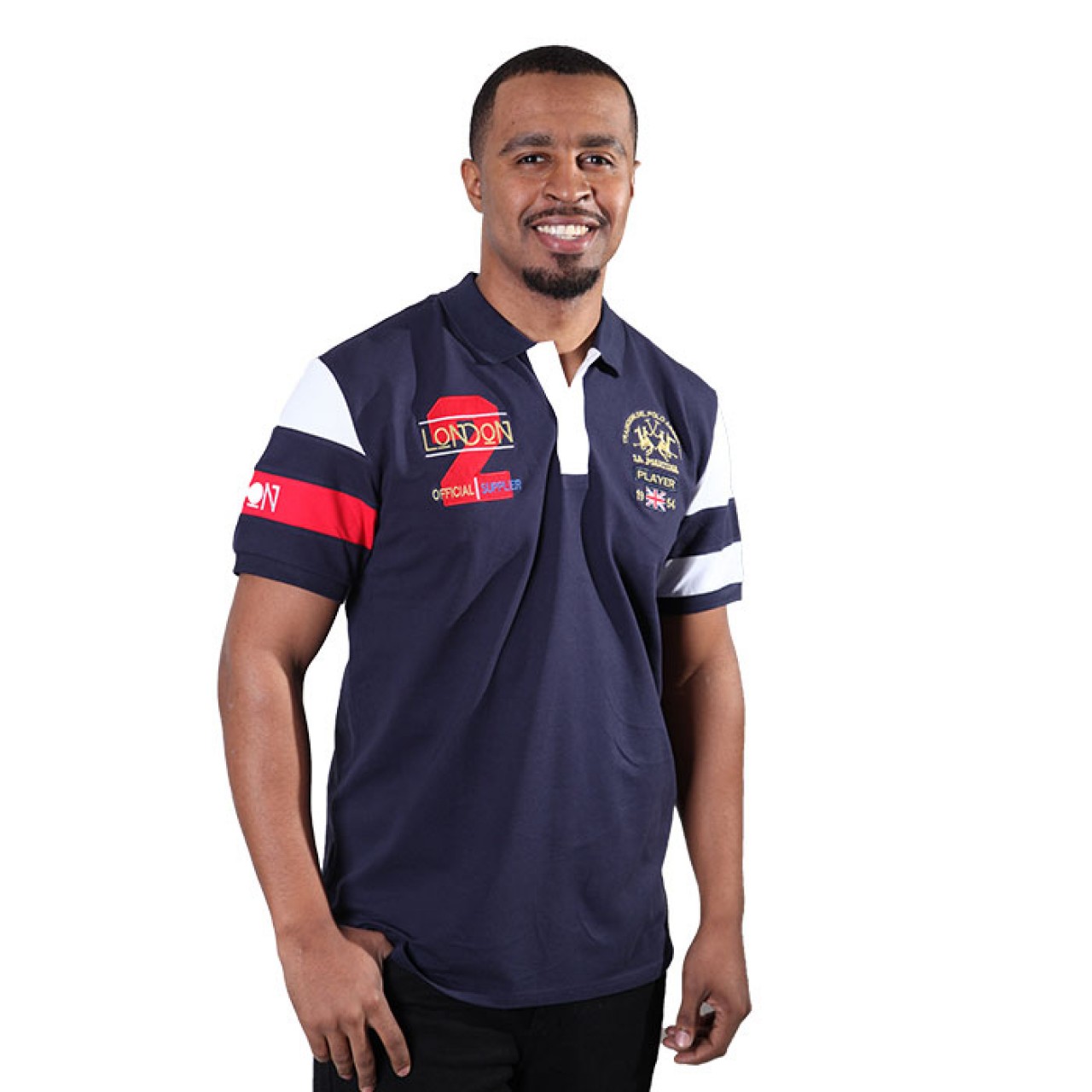 Mens Navy Blue Short Sleeve Shirts Collared Design Polo Player Outfit