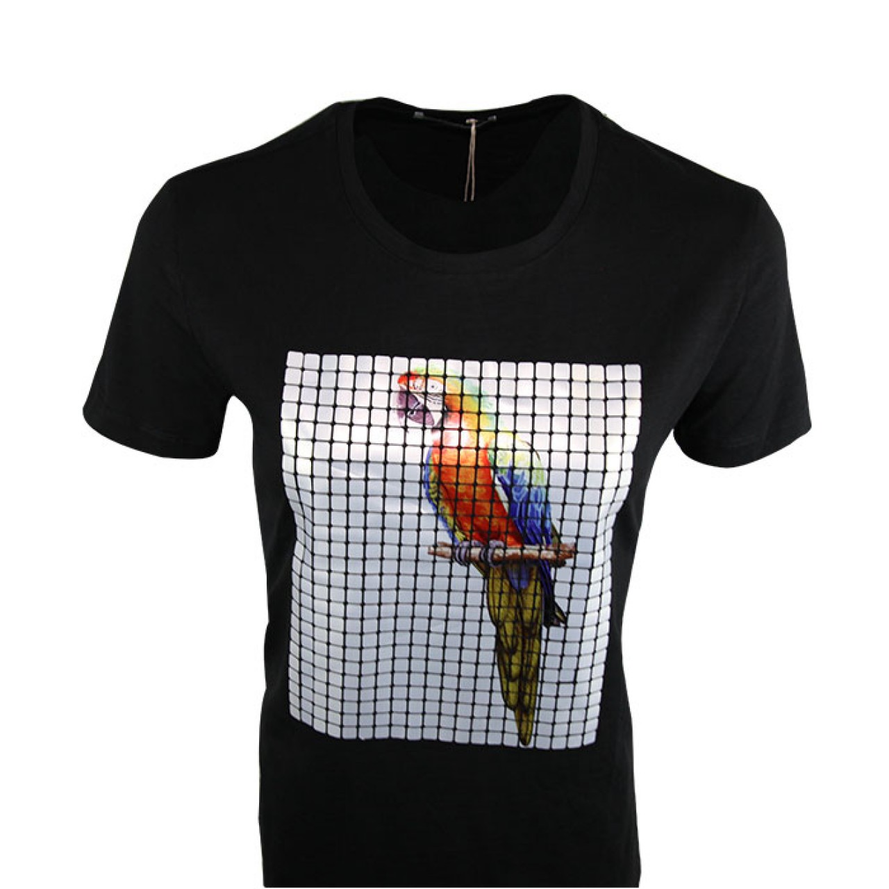 Men's Black Parrot Graphic Print Design Animation T Shirts