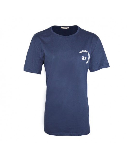 Solid Vision Freedom Short Sleeve Round Neck Blue Navy T Shirt