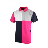 Men's Polo Four Square Design Pink Black White Ash Collared Shirt Without Buttons