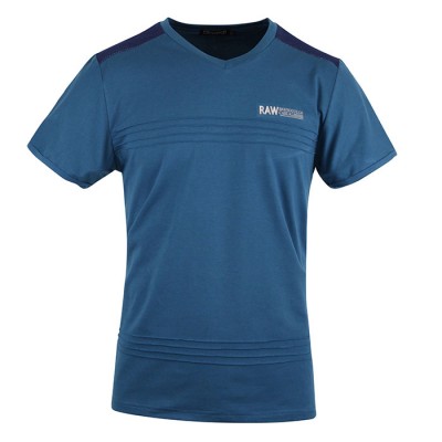 Men's Striped Blue V-Neck Tshirt