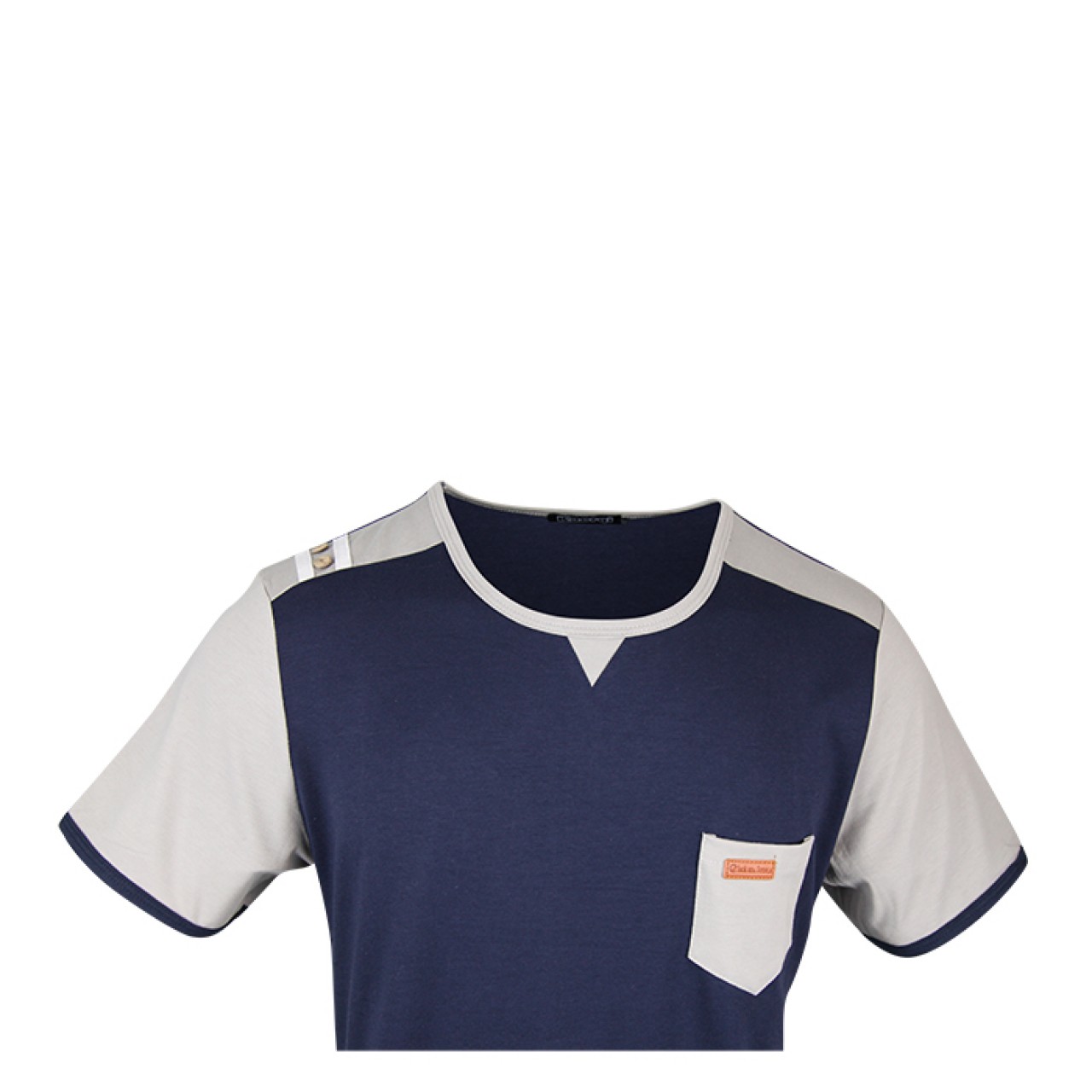 Classic Fit Blue With Ash Design Mens Pocket T Shirt