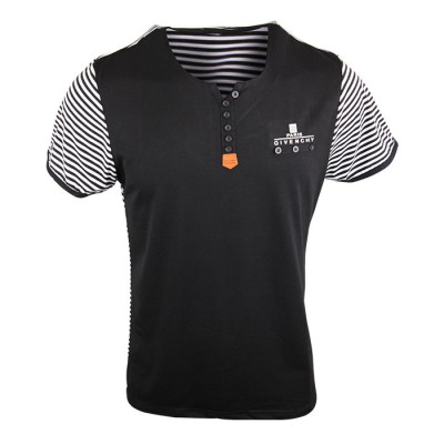 Classic Short Sleeve Mens Black And White Striped T Shirt