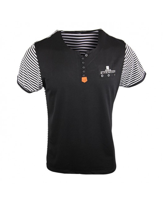 Classic Short Sleeve Mens Black And White Striped T Shirt