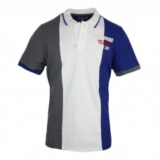 Men's Ash White Blue Collared Polo Short Sleeve Triple Color T Shirt 