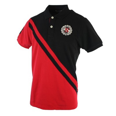 Men's Casual Fit Red And Black Rugby Polo Shirts Outfit