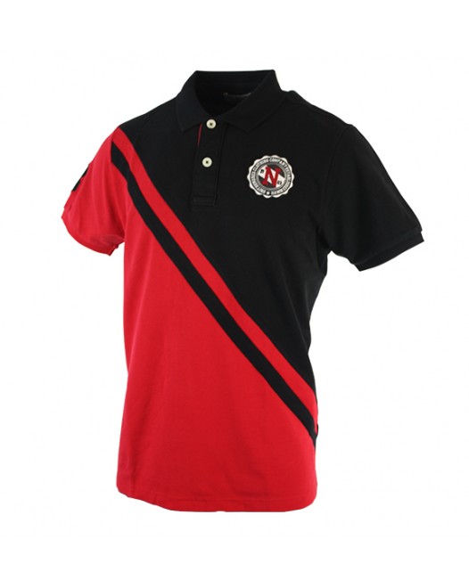 Men's Casual Fit Red And Black Rugby Polo Shirts Outfit