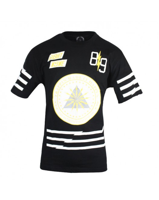Men's Casual Short Sleeve Black Graphic Design Sportfit T Shirt