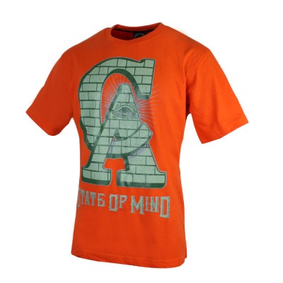 Designer Crew Neck Orange T Shirt For Mens