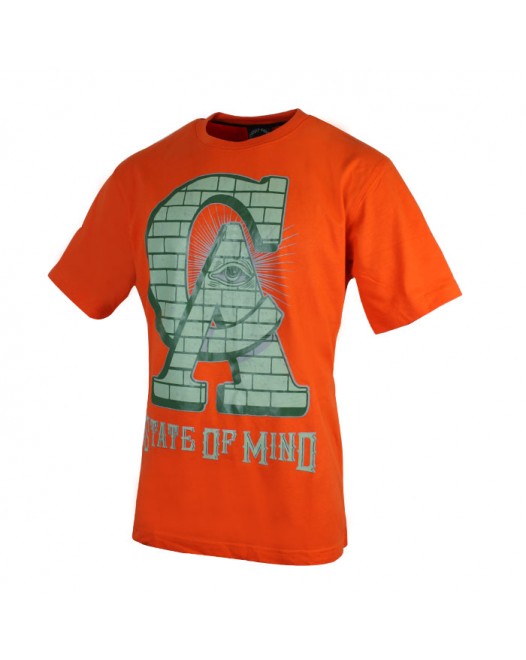 Mens Orange Designer Crew Neck T-shirt