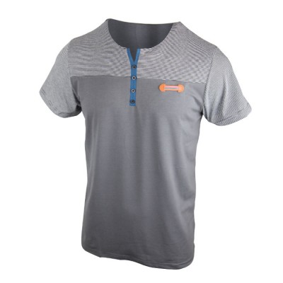 Men's Micro Mixed Pattern Stripe Ash Grey T Shirt