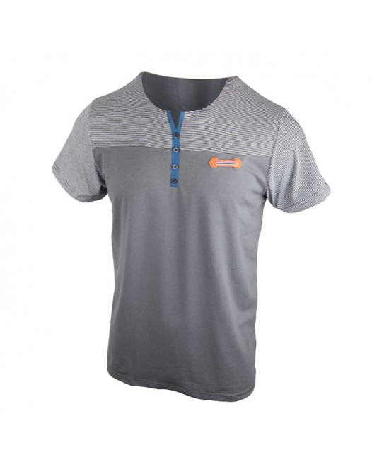 Men's Micro Mixed Pattern Stripe Ash Grey T Shirt