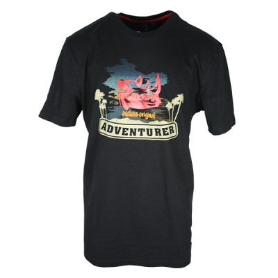 Men's Rhino Printed Adventurer T Shirt Black