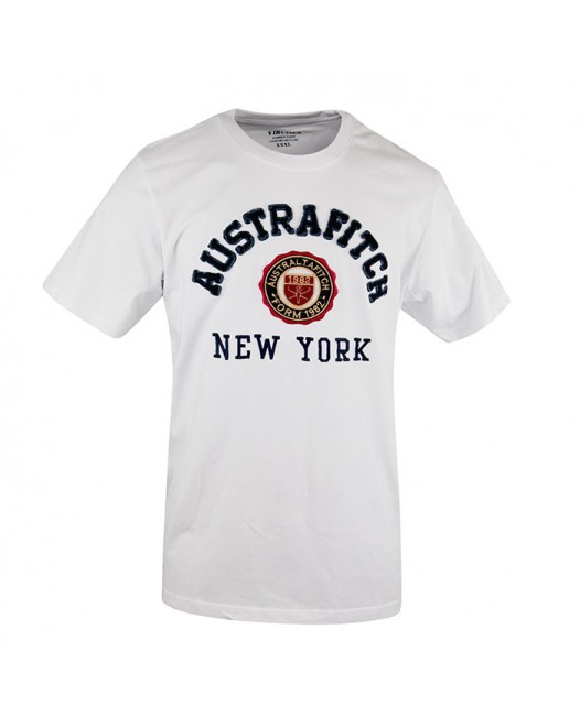 Mens Short Sleeve New York Printed Crew Neck White T Shirt