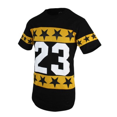 Men's Sport Basketball Design White Print Black And Yellow T Shirt