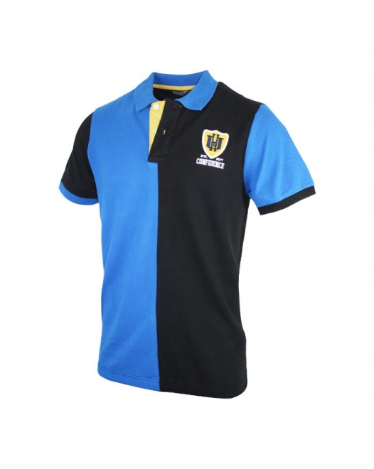 Men's Stylish Double Color Blue And Black Polo Shirt Collared Tees