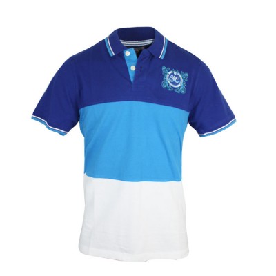 Men's New Trendy Colorful Collared Design Tri Color Polo Shirt
