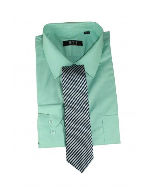 Men's Formal Basic VOGUE LIFE Pistachio Green Shirt With Tie Front Set