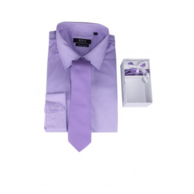 Formal Basic VOGUE LIFE Pure Violet Shirt And Tie Set Mens