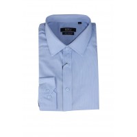 Men's VOGUE LIFE Formal Basic White Stripes Light Blue Shirt Long Sleeve With Tie Set