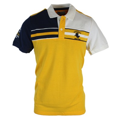 Slim Fit Collar Multi Color White Blue And Yellow Polo Shirt Mens