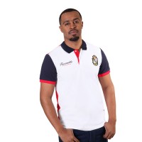 Mens Navy Blue Collar White Red Polo Shirt Short Sleeve Design Tees
