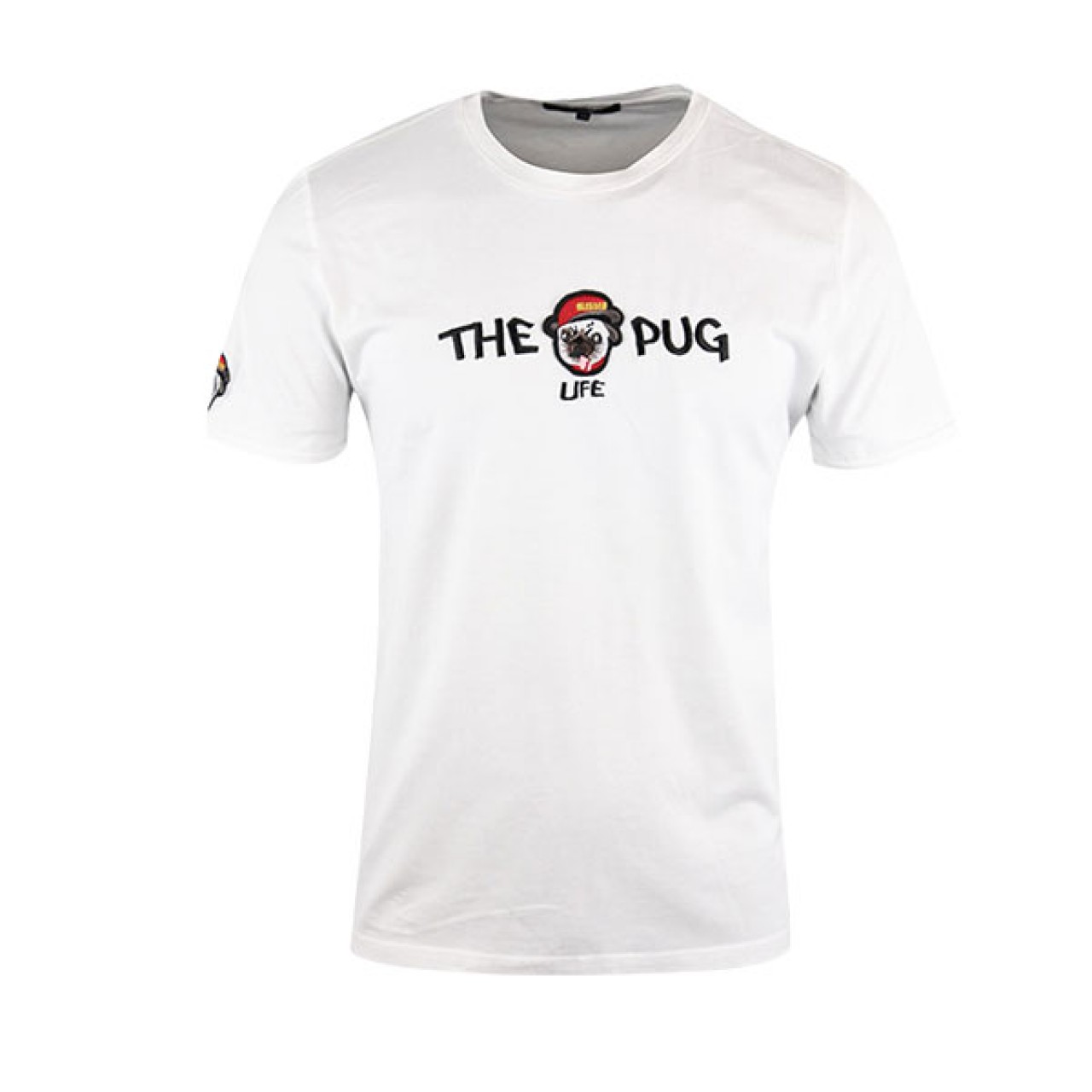 Men's Short Sleeve Plain White T Shirt With Design Pug Life