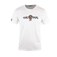 Men's Short Sleeve Plain White T Shirt With Design Pug Life