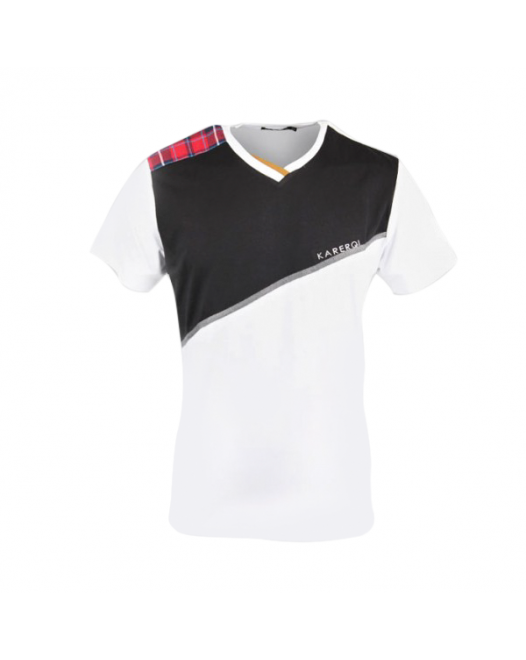 Men's Karerqi White V-neck Tshirt With Unique Design
