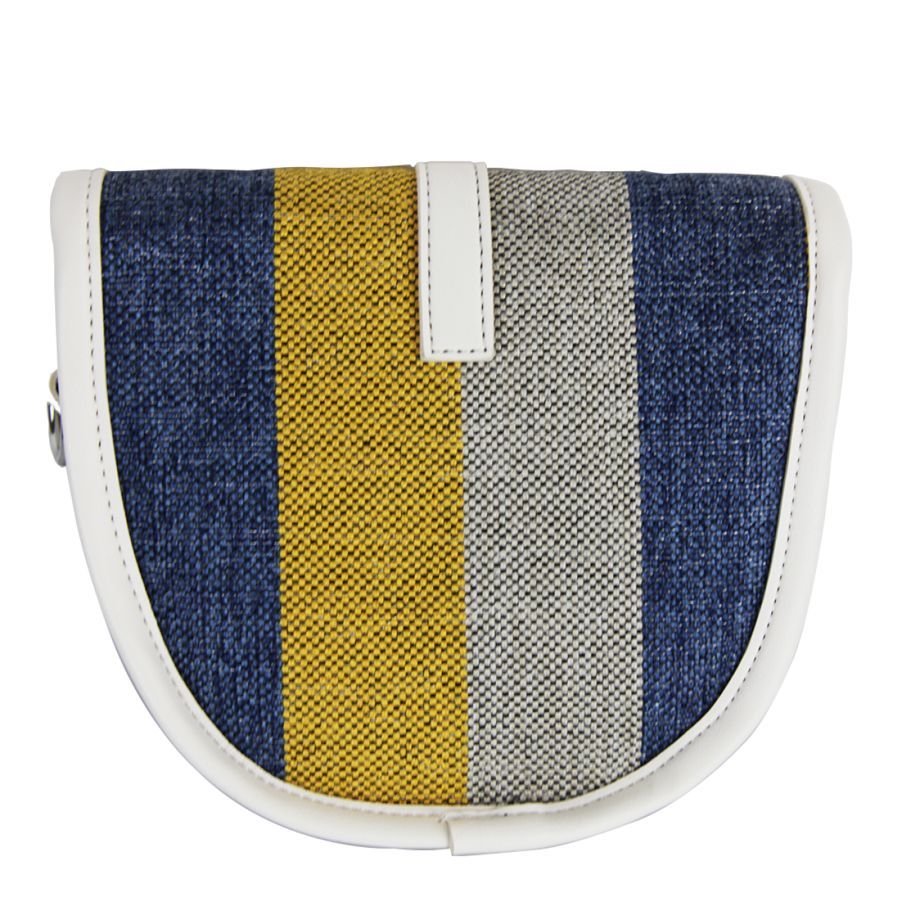 Classic Blue Ash Yellow Multicolor Crossbody Bag For Women With Adjustable White Straps 