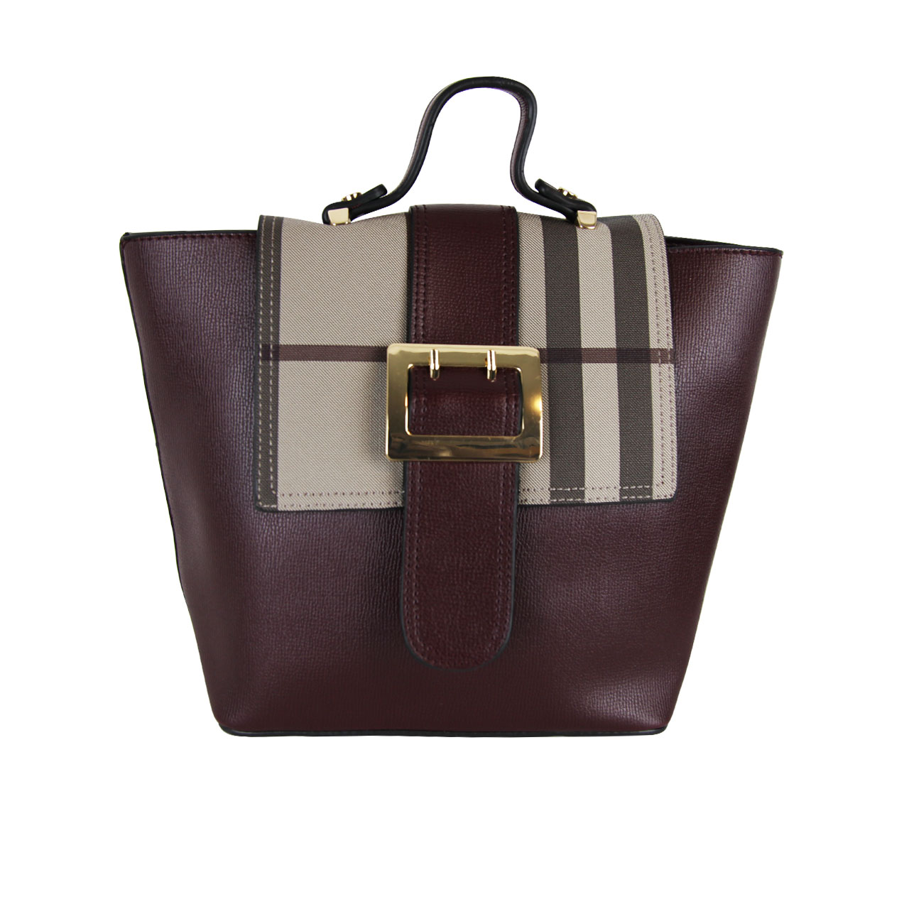 Women's Designer Leather Brown Multi-Use Tote/Shoulder/Backpack With Crossbody 2 Piece Bag Set