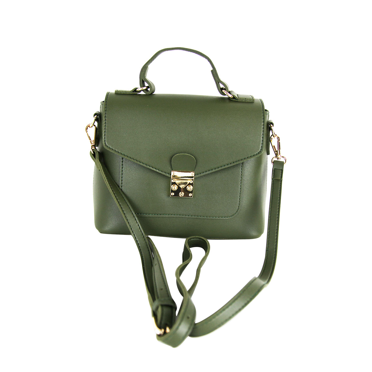 Modern Crossbody Brown/Golden/Smog Brown Rose/Green Strap Leather Satchel Shoulder Bag