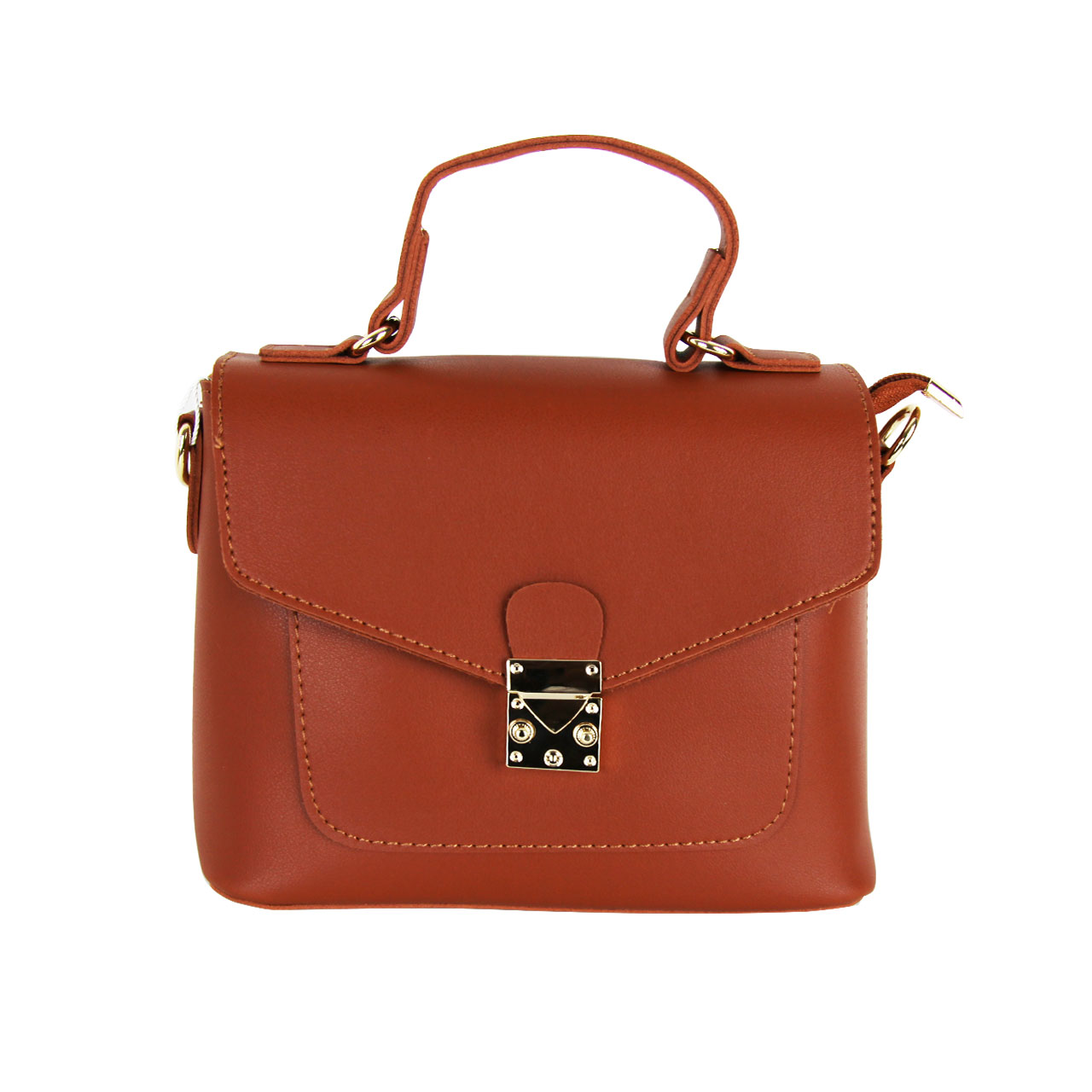 Modern Leather Straps Brown/Golden/Smog Brown Rose/Green Satchel Shoulder Bag