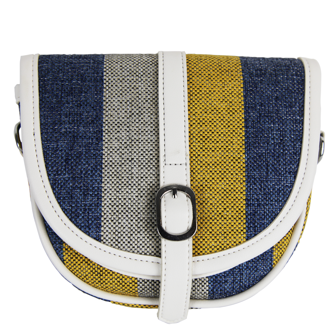 Women's Classic Multicolor Crossbody Bag Blue Ash Yellow With Adjustable White Straps