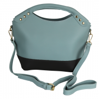 Women's Classy Adjustable Leather Top Multicolor Clutch With Handle Strap - Green/Brown/Blue Evening Bag