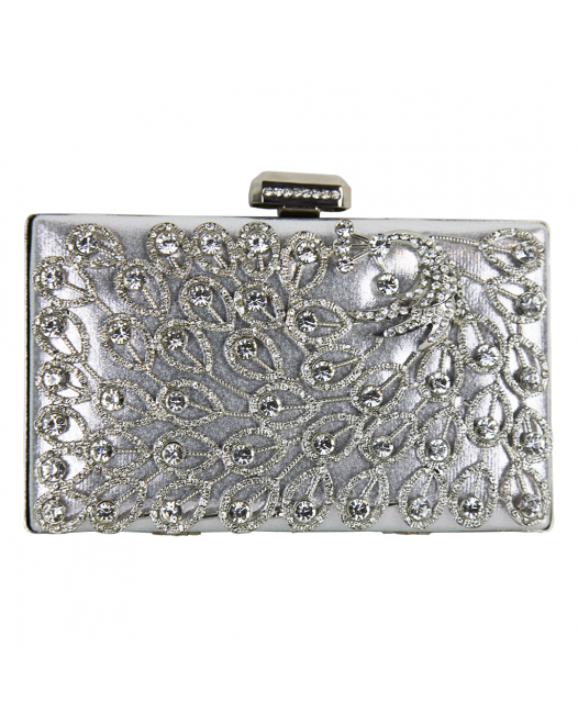 Embroidery Glitter Evening Party Silver Clutch Purses