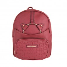 Maroon Front Pocket Best Leather Womens Backpack