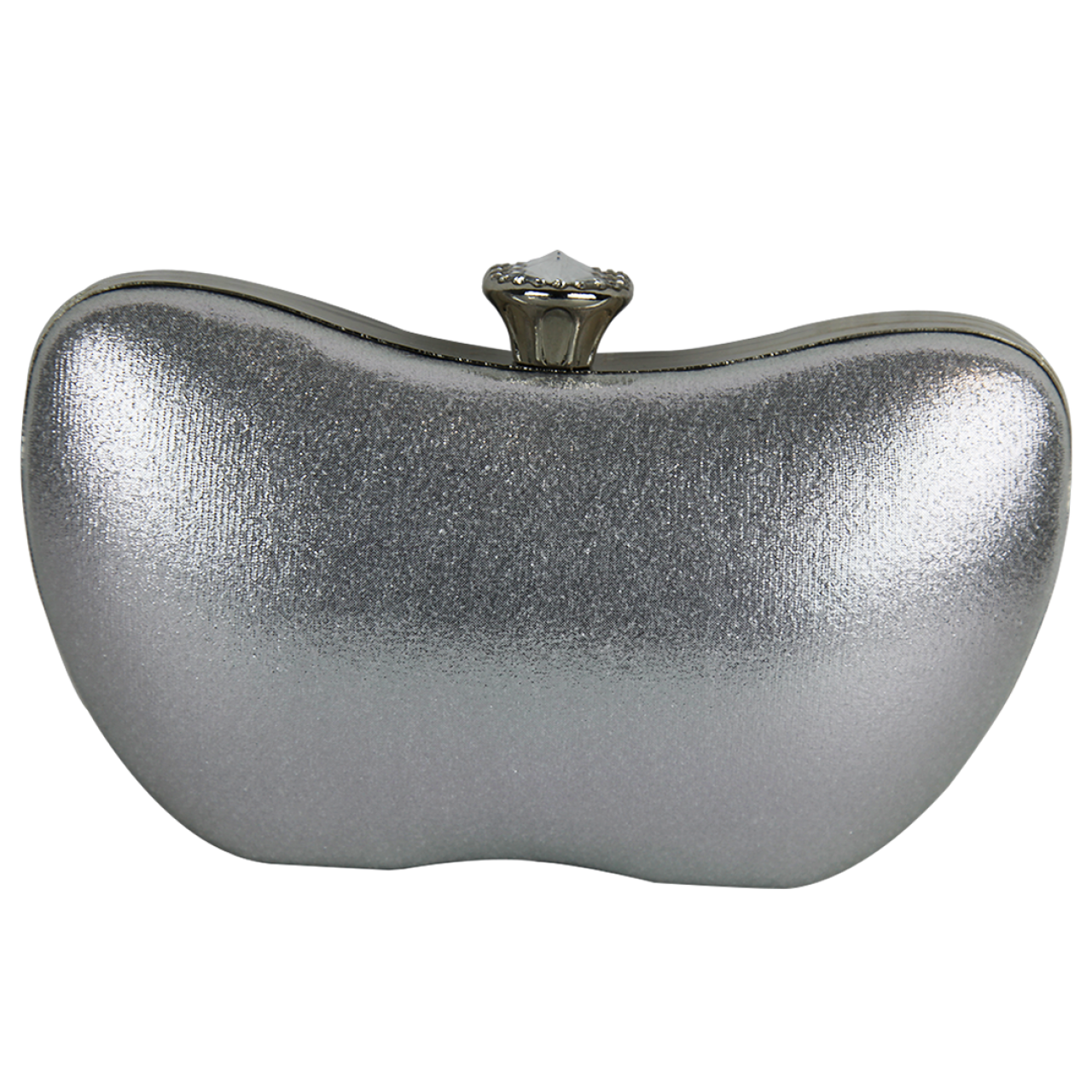 Women Silver Stone Design Heart Shape Purse Luxury Clutches
