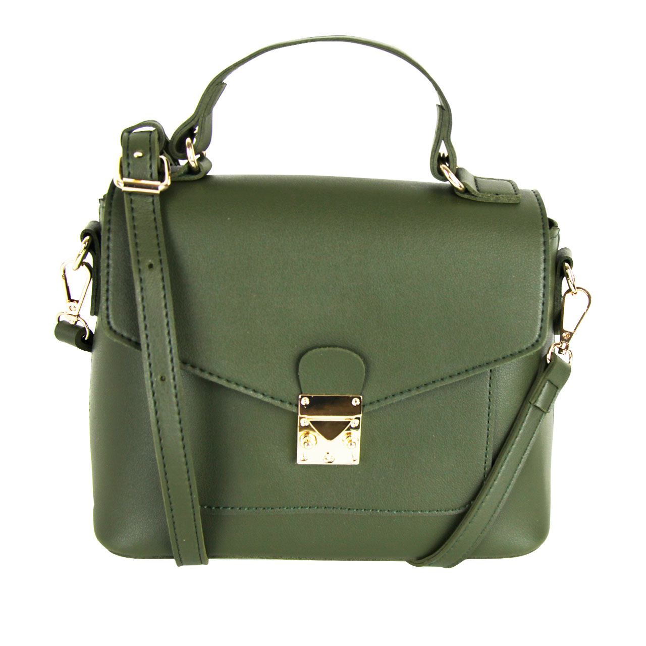 Modern Crossbody Brown/Golden/Smog Brown Rose/Green Strap Leather Satchel Shoulder Bag