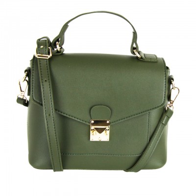 Modern Satchel Shoulder Bag Crossbody Brown/Golden/Smog Brown Rose/Green Leather Strap