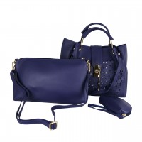 PU Leather Teal Blue / Green Handbag Purse Bag Set For Women