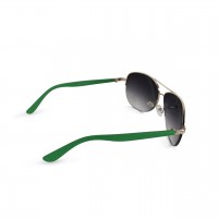 Unisex Rimmed Half Aviator Sunglasses With Green Tint And Frame