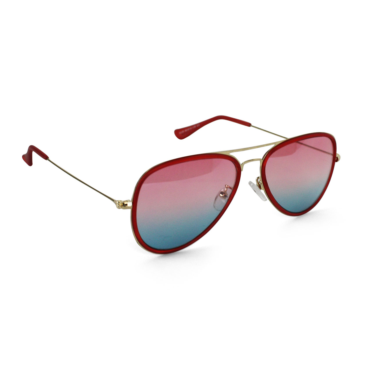 Crimson Red Frame Rimmed Aviator Sunglasses With Silver Metal Frame