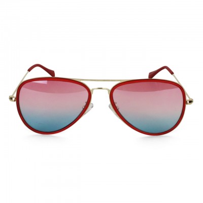 Red Framed Full-Rimmed Aviator Crimson Polarized Unisex Sunglasses